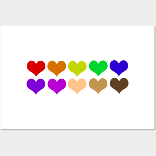 Rainbow hearts Posters and Art